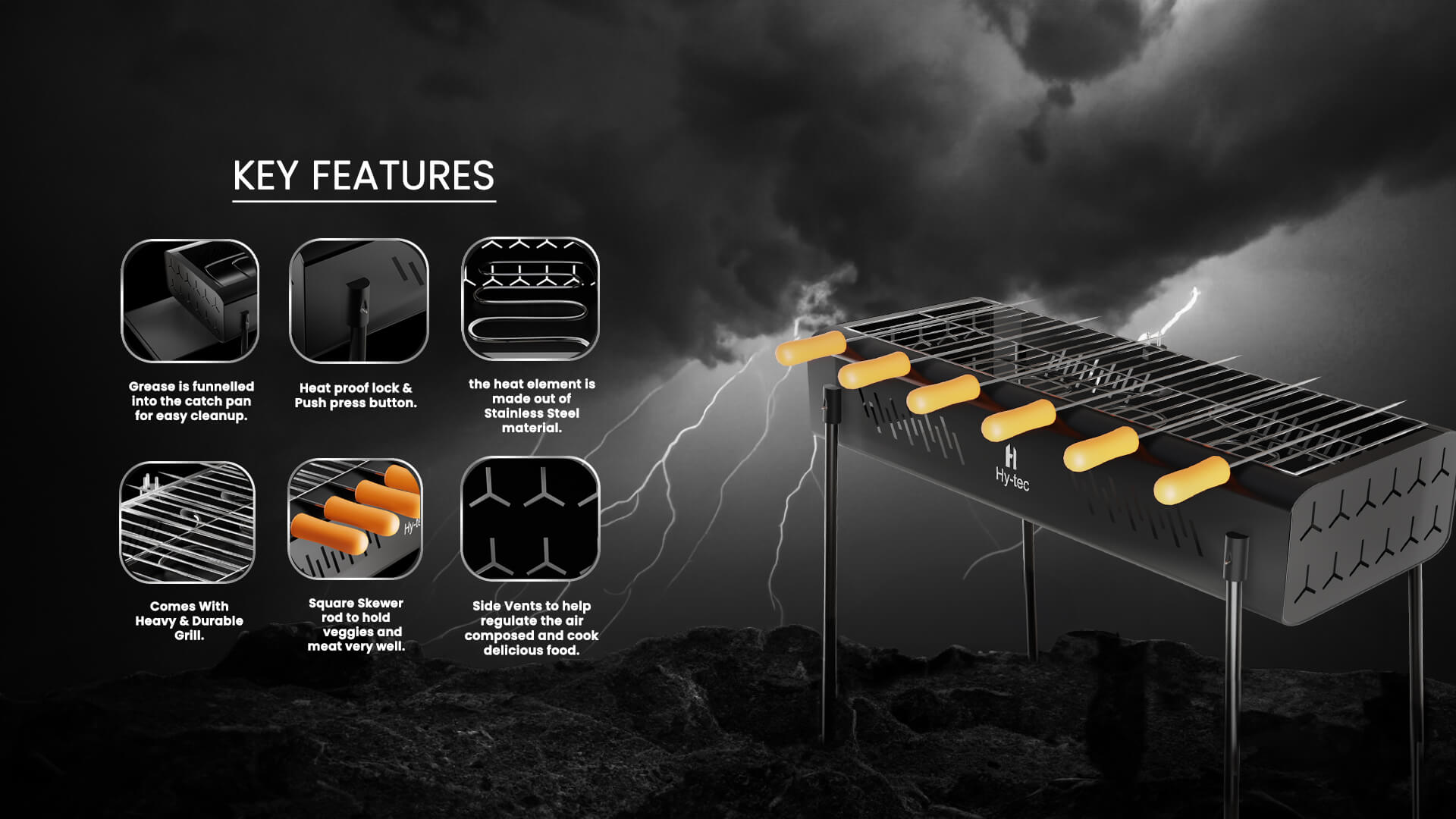 Traveler Foldable Charcoal Barbeque Grill with 8 Skewers & Charcoal Tray