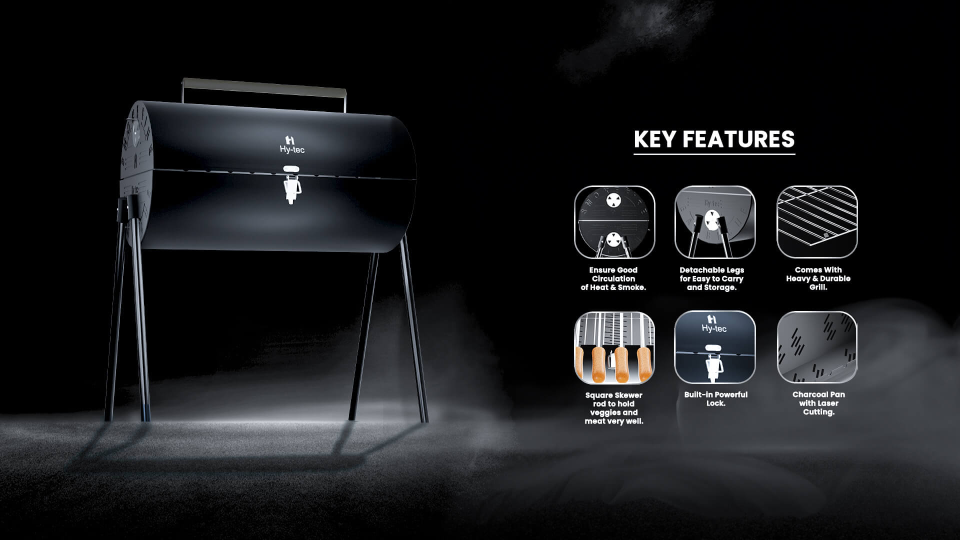 Traveler Foldable Charcoal Barbeque Grill with 8 Skewers & Charcoal Tray